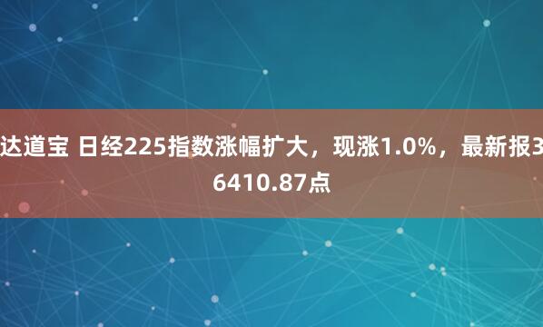 达道宝 日经225指数涨幅扩大，现涨1.0%，最新报36410.87点